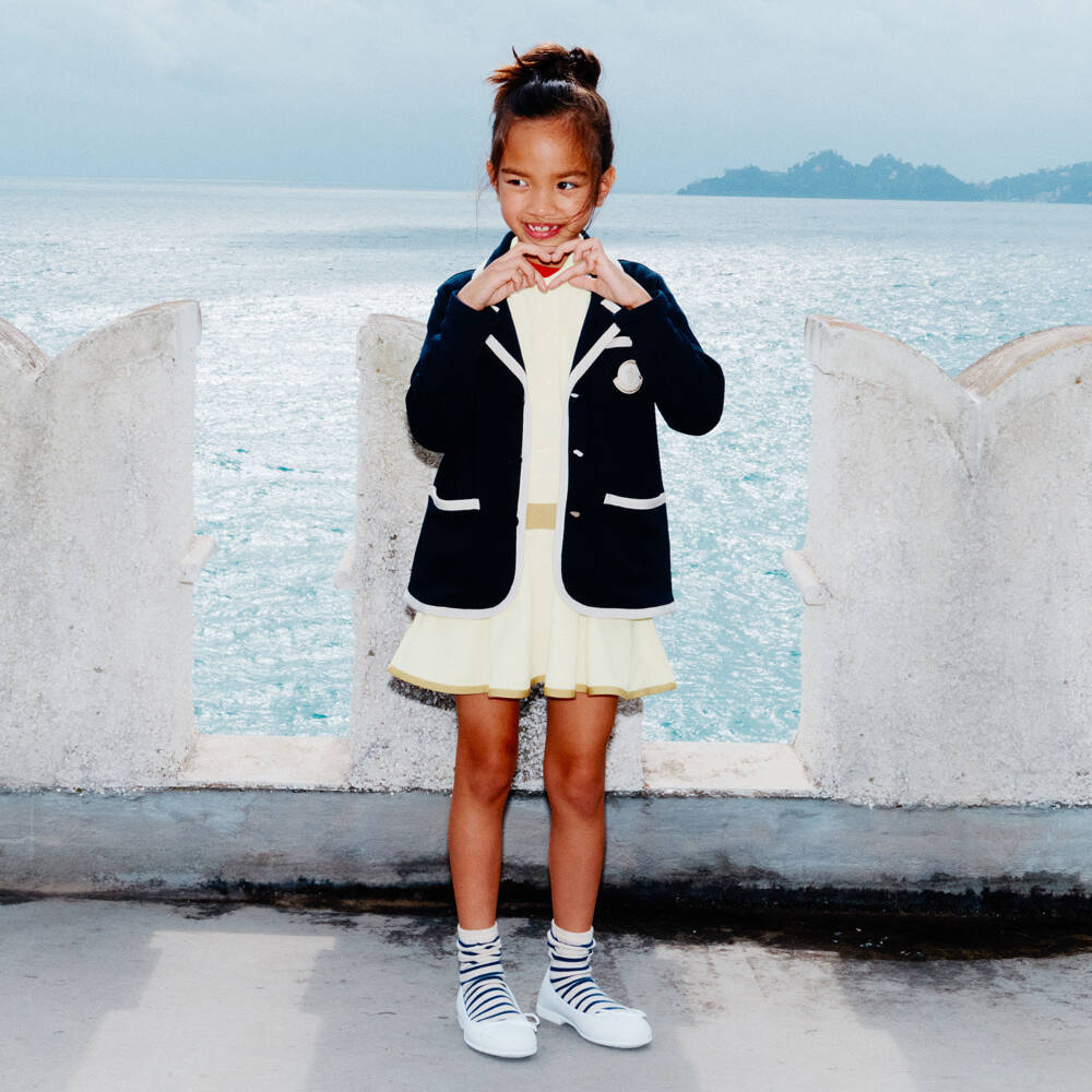Moncler Enfant-Girls Navy Blue Cotton Blazer | Childrensalon