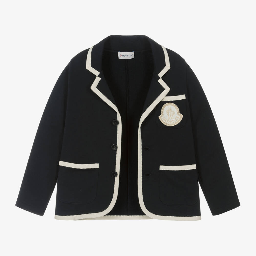 Moncler Enfant-Girls Navy Blue Cotton Blazer | Childrensalon