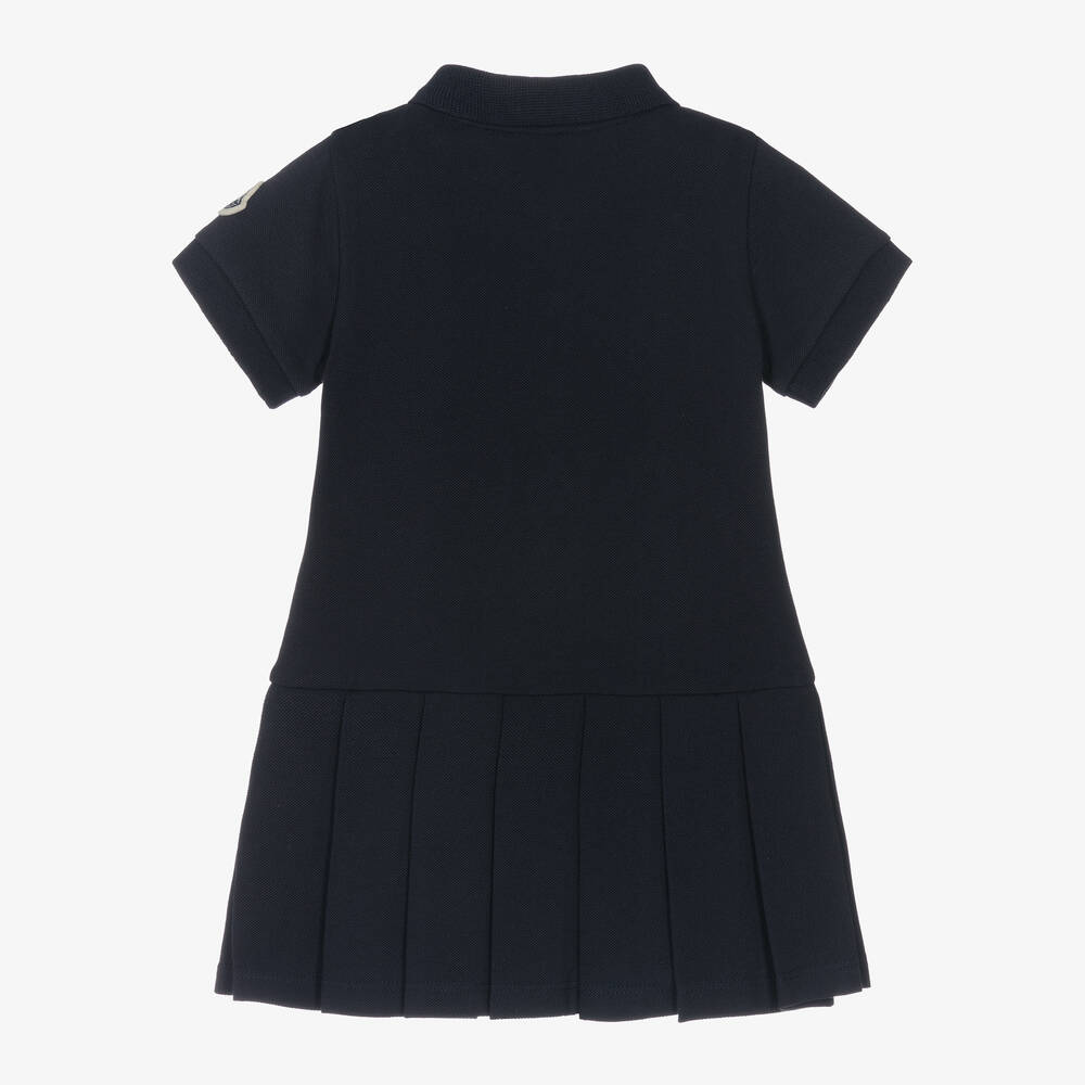 Moncler Enfant-Girls Navy Blue Cotton Piqué Polo Dress | Childrensalon