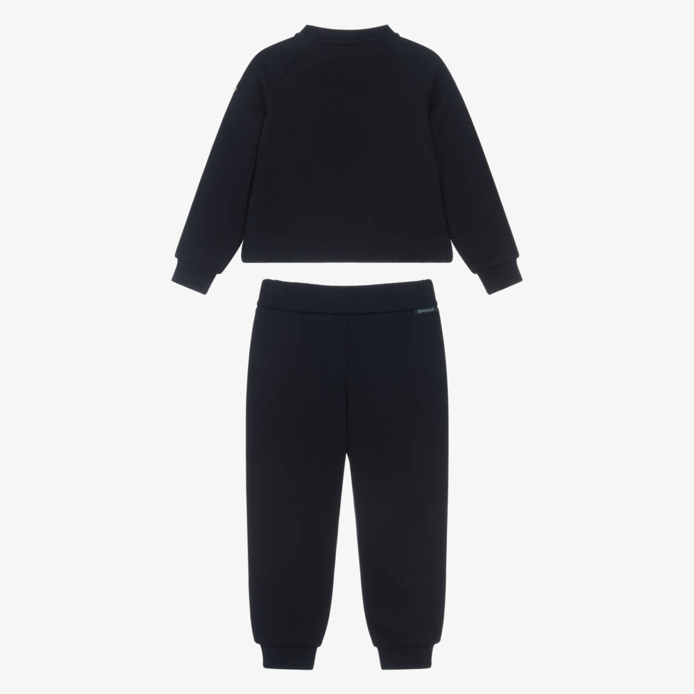 Moncler Enfant-Girls Navy Blue Cotton Tracksuit with Embroidered Logo | Childrensalon