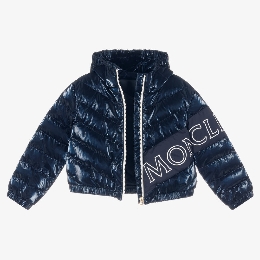 Moncler Enfant-Girls Navy Blue Down Padded Puffer Jacket | Childrensalon