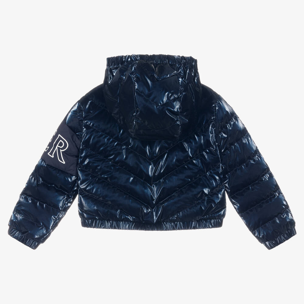Moncler Enfant-Girls Navy Blue Down Padded Puffer Jacket | Childrensalon