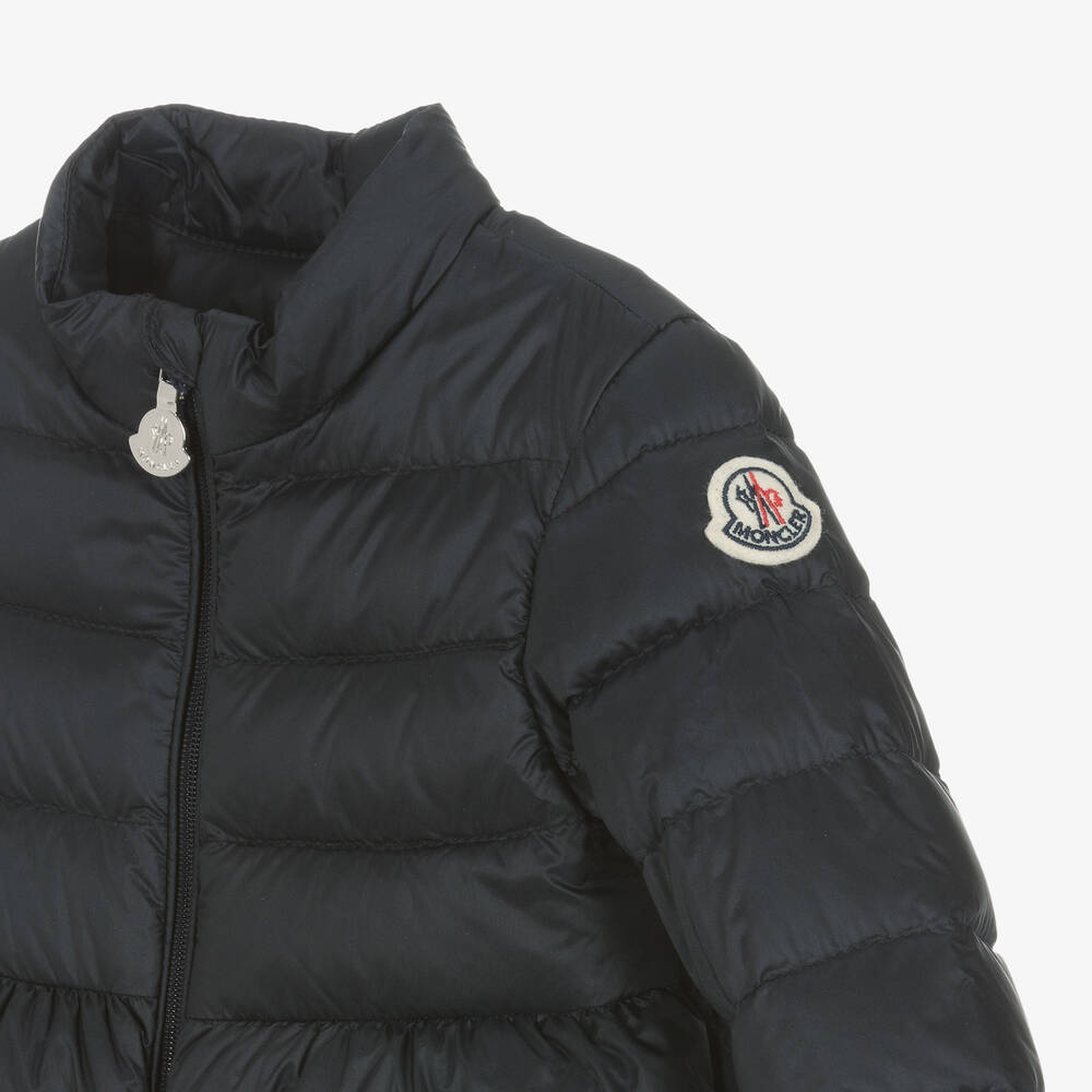 Moncler Enfant-جاكيت بافر أطفال بناتي لون كحلي مبطن بريش | Childrensalon
