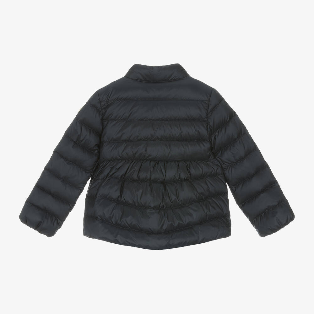 Moncler Enfant-جاكيت بافر أطفال بناتي لون كحلي مبطن بريش | Childrensalon