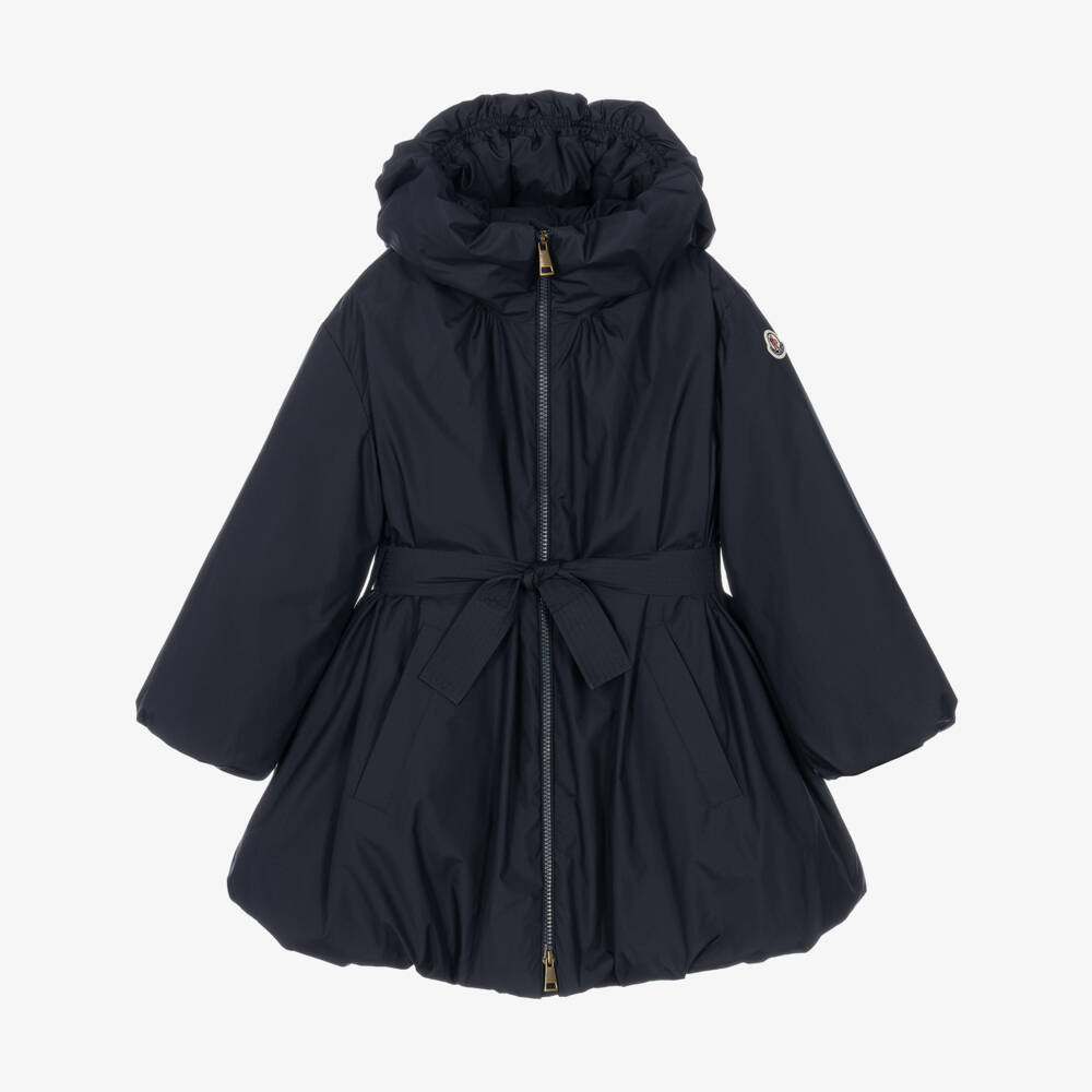 Moncler Enfant-معطف بهودي مبطن بالريش لون كحلي للبنات | Childrensalon