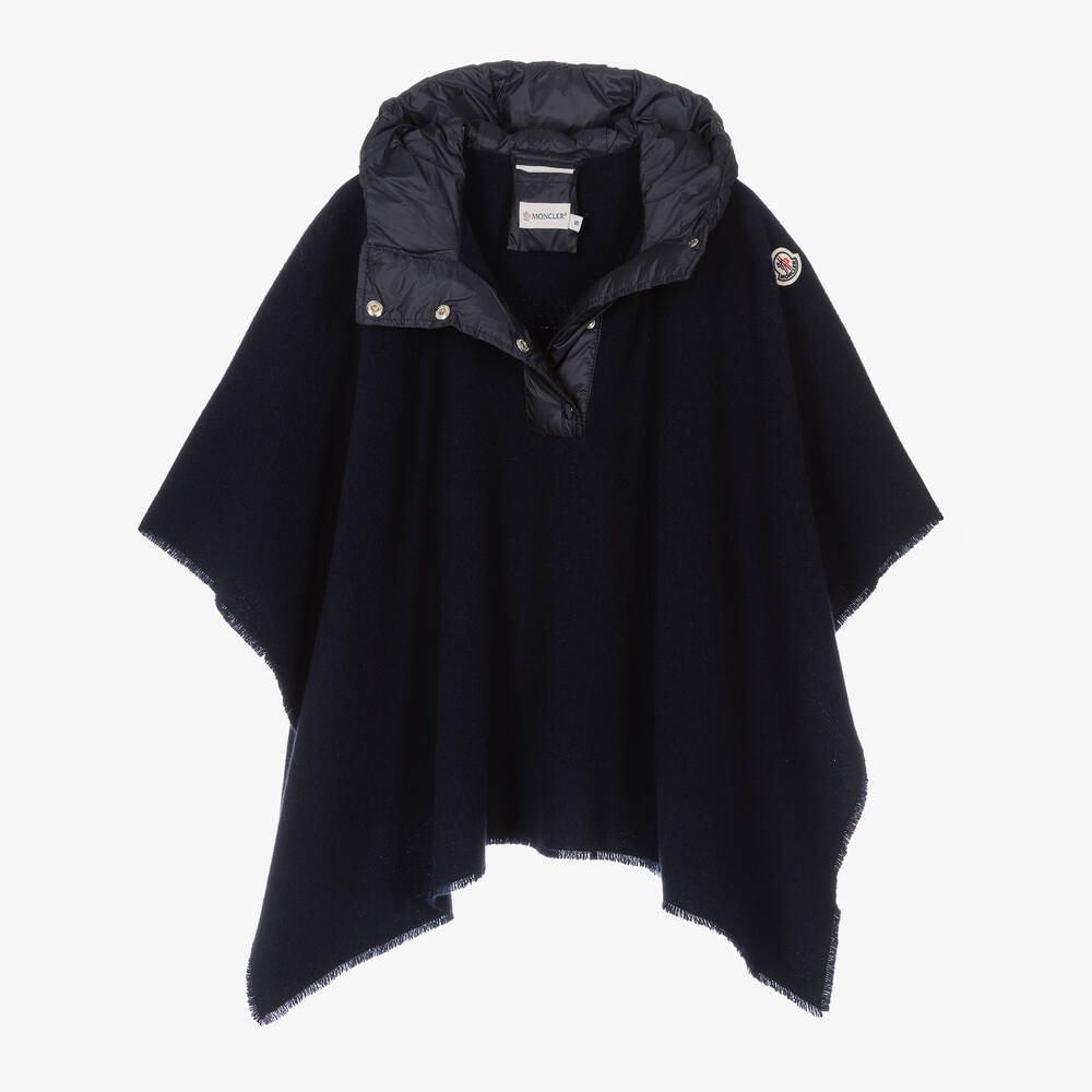 Moncler Enfant-Girls Navy Blue Wool & Down Cape | Childrensalon