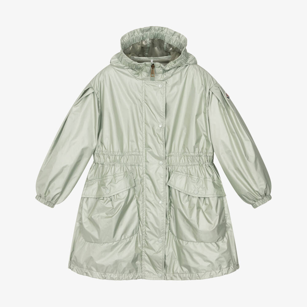 Moncler Enfant-Girls Pale Green Afet Hooded Raincoat | Childrensalon