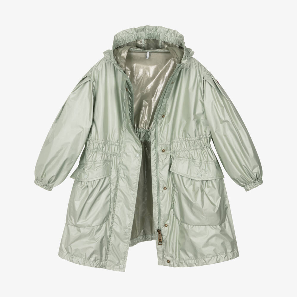 Moncler Enfant-Плащ с капюшоном светло-зеленый для девочек Afet | Childrensalon