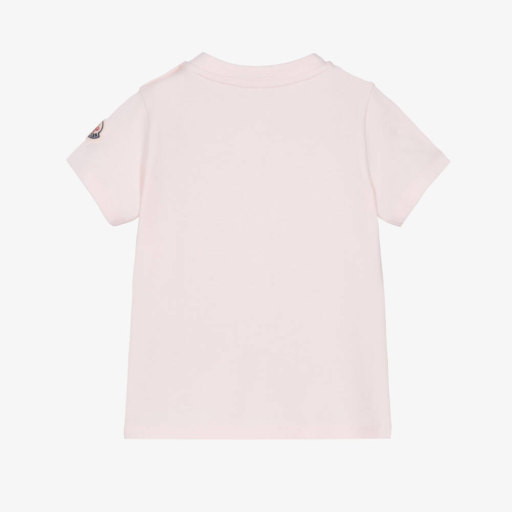Moncler Enfant-تيشيرت قطن بشعار مطرز لون زهري فاتح للبنات | Childrensalon
