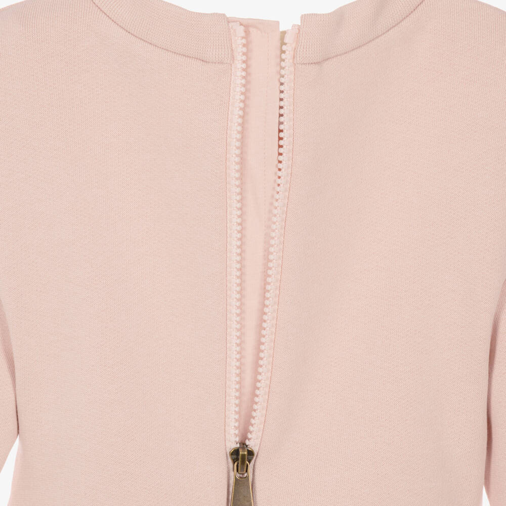 Moncler Enfant-Girls Pale Pink Cotton Jersey Pleated Dress | Childrensalon
