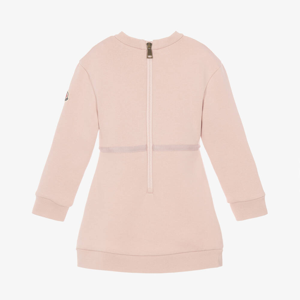 Moncler Enfant-Girls Pale Pink Cotton Jersey Pleated Dress | Childrensalon