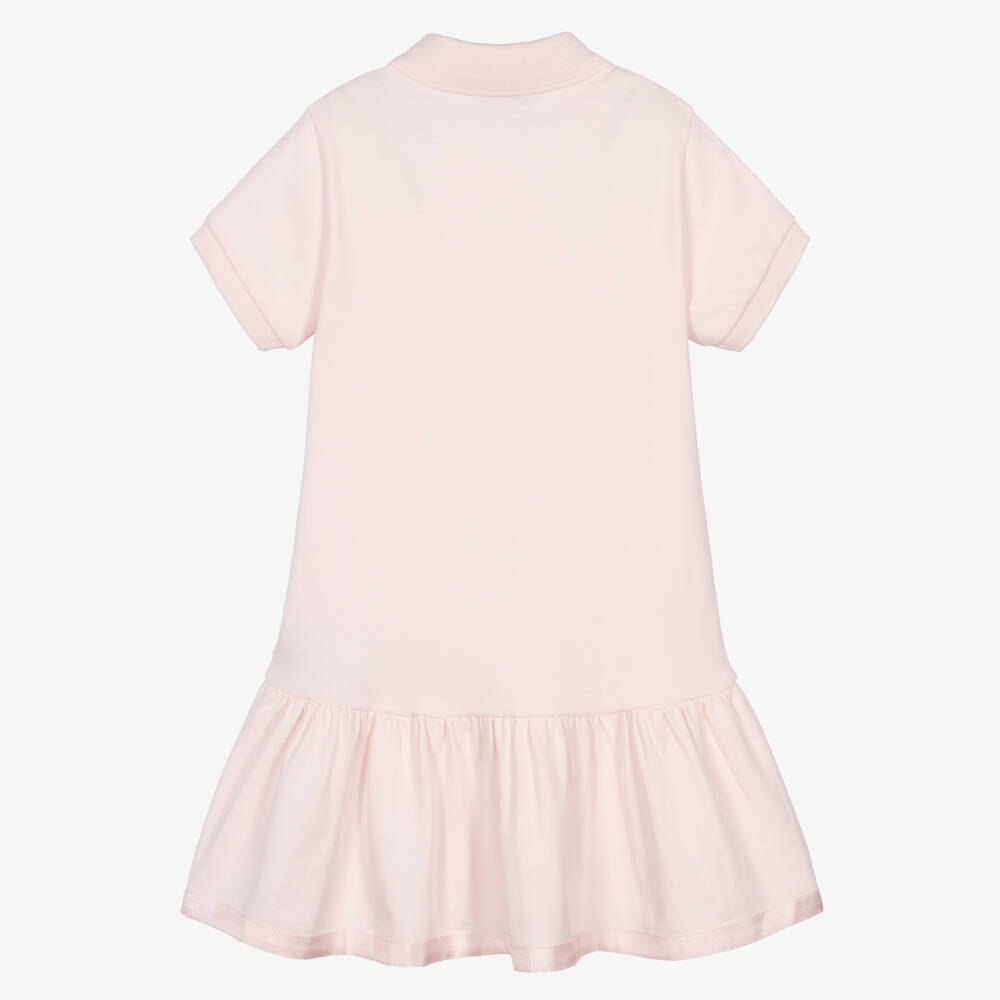 Moncler Enfant-Girls Pale Pink Cotton Piqué Polo Dress | Childrensalon
