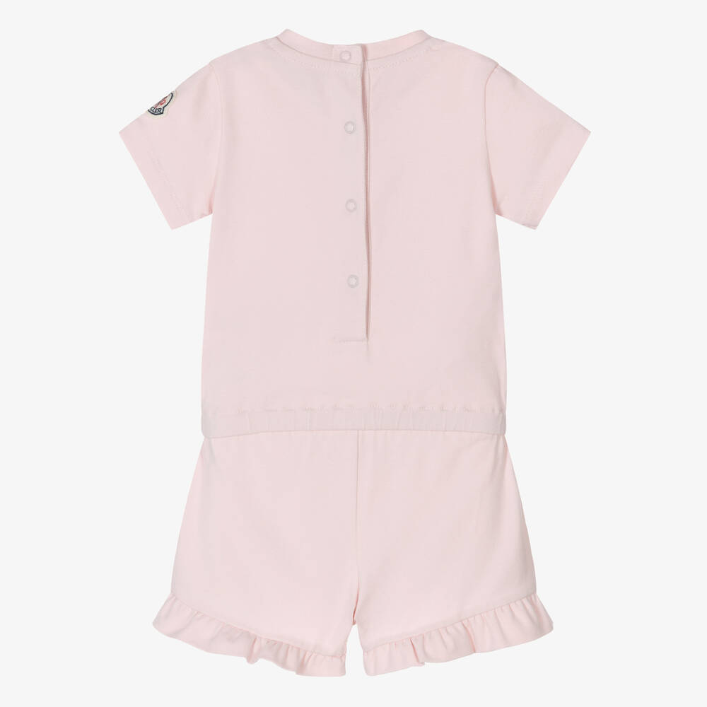 Moncler Enfant-بلاي سوت أطفال بناتي قطن جيرسي لون زهري فاتح | Childrensalon