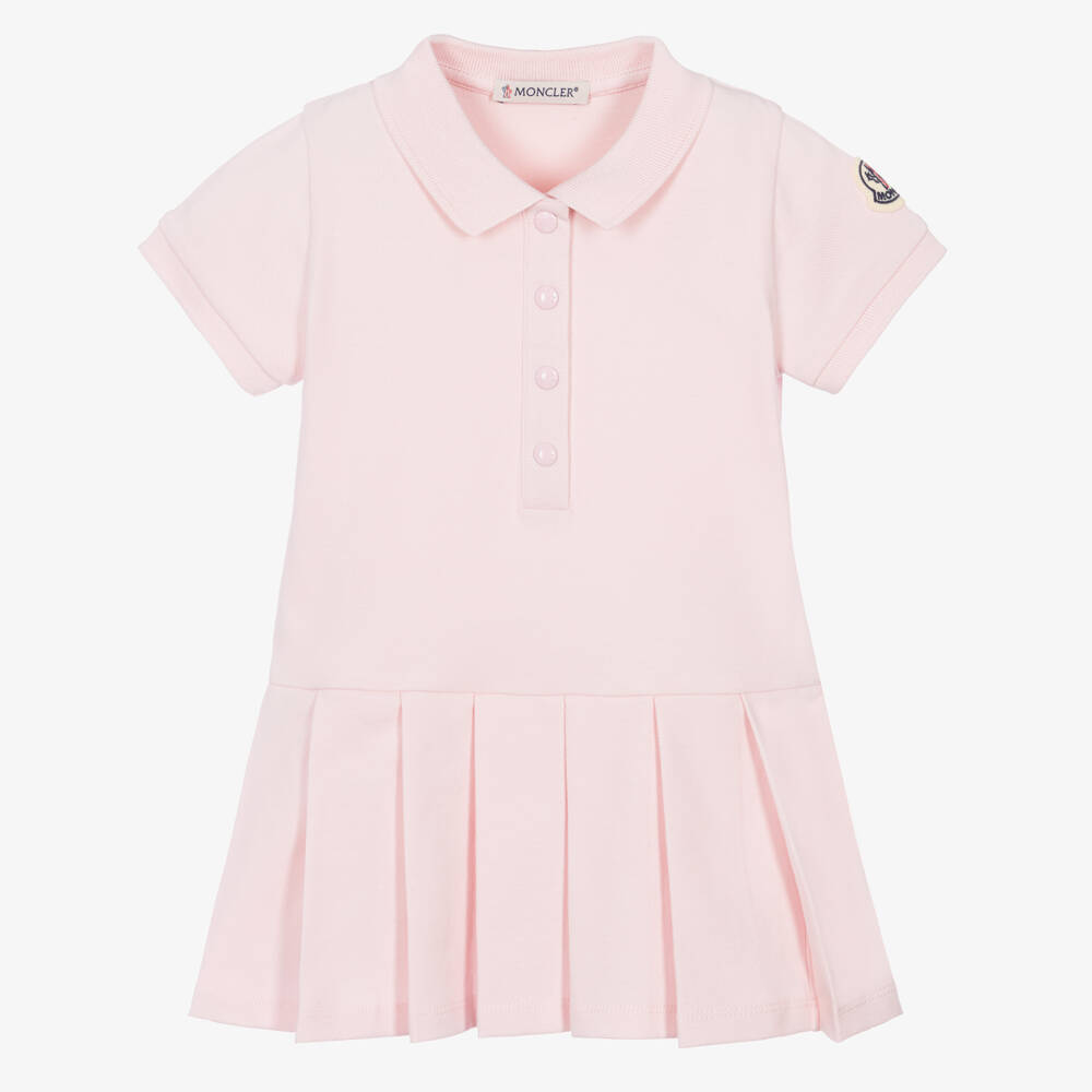 Moncler Enfant-Girls Pale Pink Cotton Polo Dress | Childrensalon