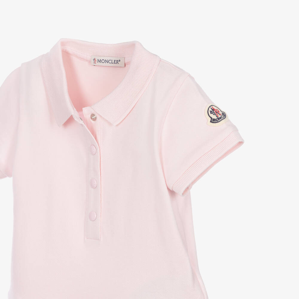 Moncler Enfant-Girls Pale Pink Cotton Polo Dress | Childrensalon
