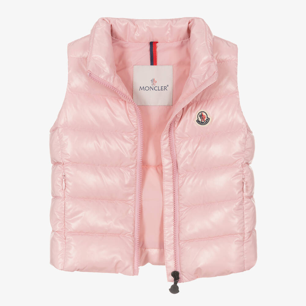 Moncler Enfant-Girls Pale Pink Ghany Down Padded Gilet | Childrensalon