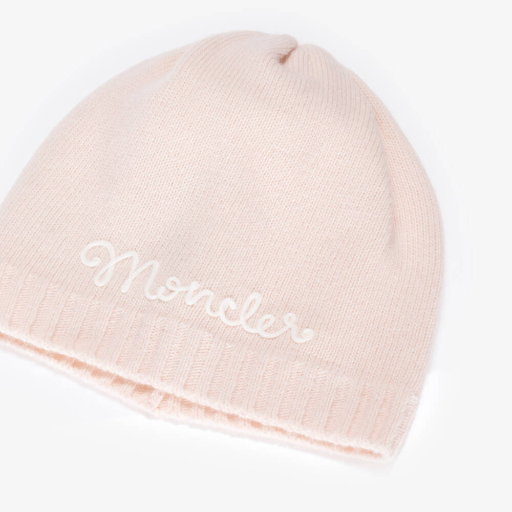 Moncler Enfant-Шапка бини розовая из шерсти и кашемира для девочек | Childrensalon