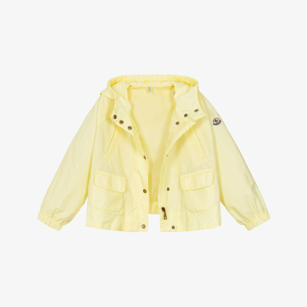 Moncler Enfant-Girls Pastel Yellow Lightweight Hooded Jacket | Childrensalon