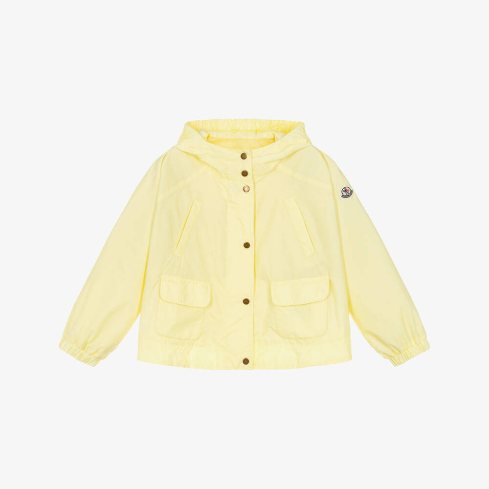 Moncler Enfant-Girls Pastel Yellow Lightweight Hooded Jacket | Childrensalon