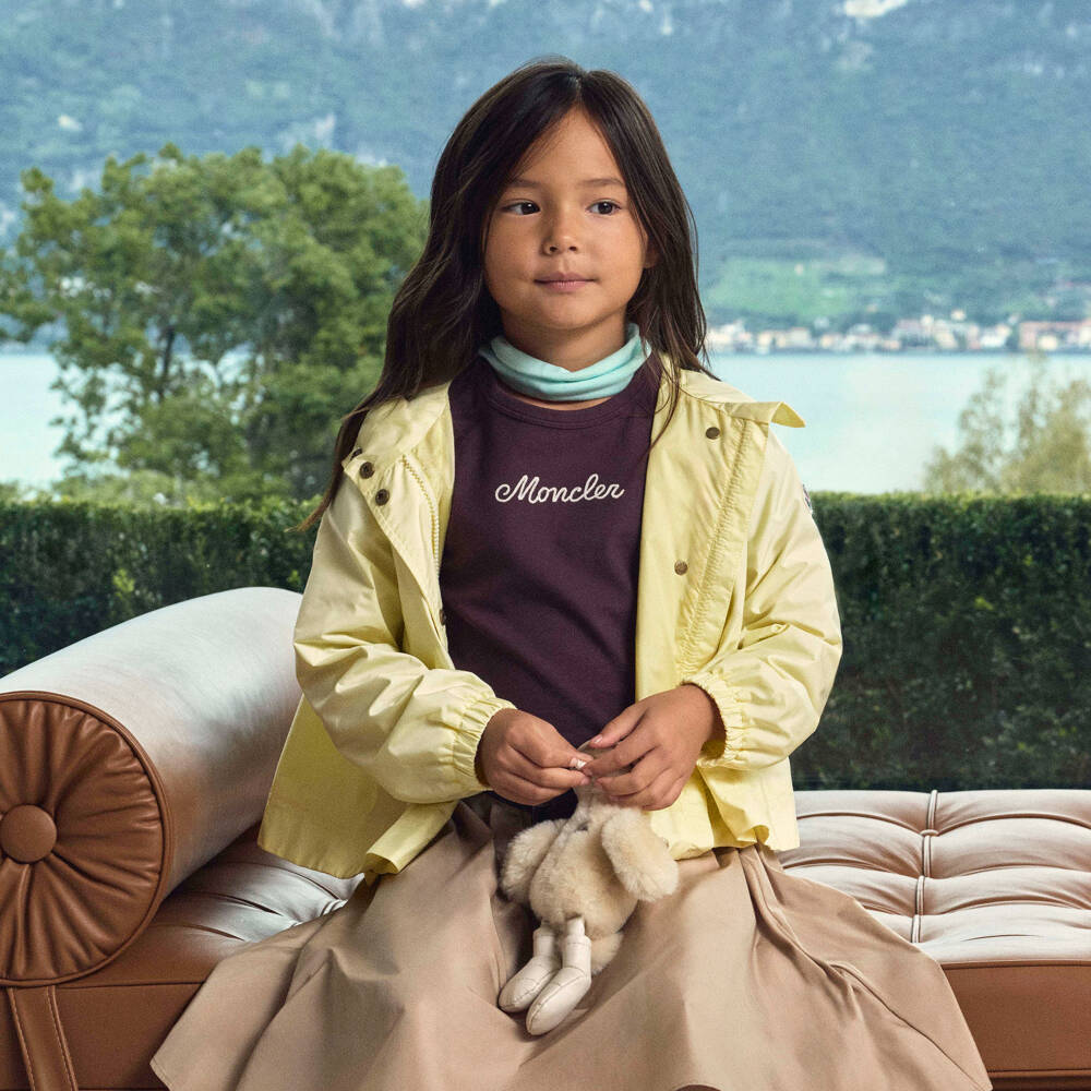 Moncler Enfant-Girls Pastel Yellow Lightweight Hooded Jacket | Childrensalon