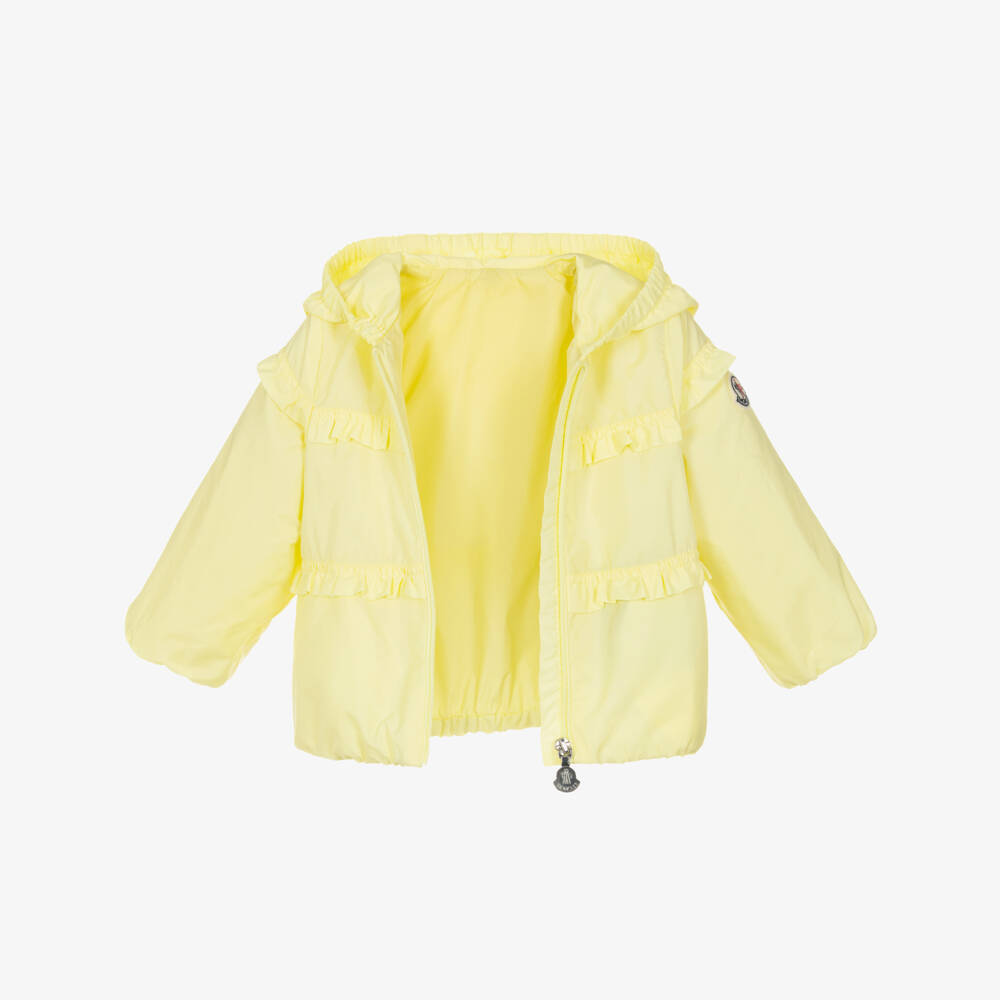 Moncler Enfant-Girls Pastel Yellow Ruffle Hiti Jacket | Childrensalon