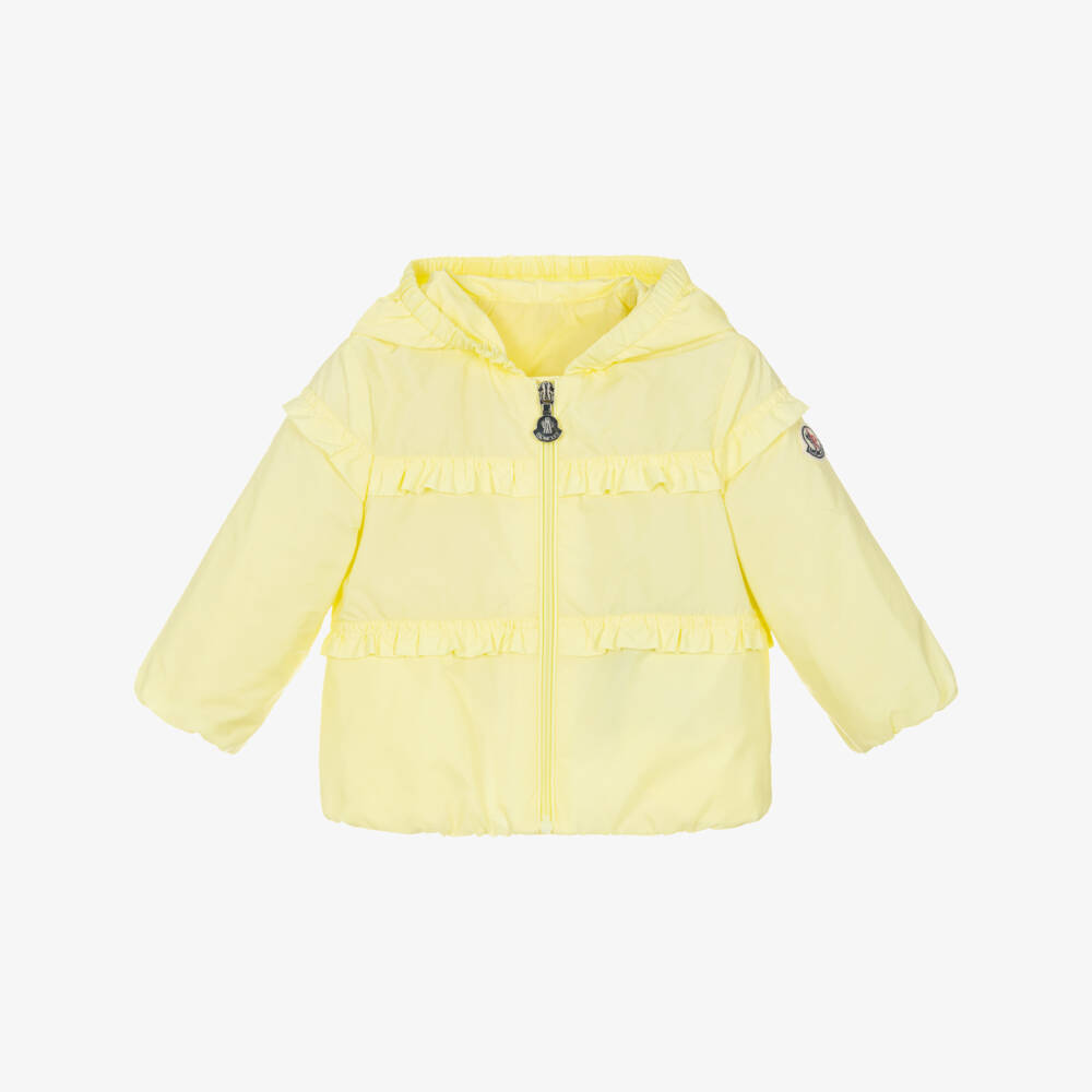 Moncler Enfant-Girls Pastel Yellow Ruffle Hiti Jacket | Childrensalon