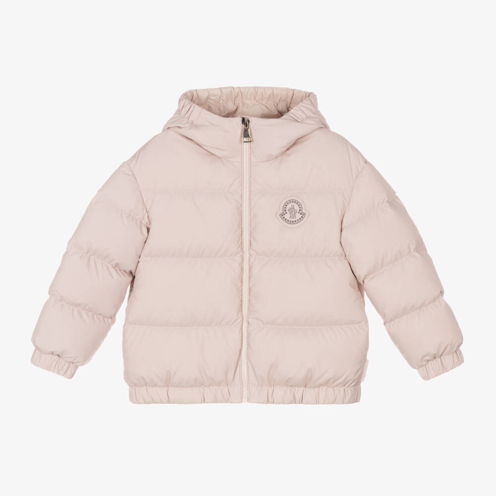 Moncler Enfant-جاكيت مبطن بريش لون زهري للبنات | Childrensalon