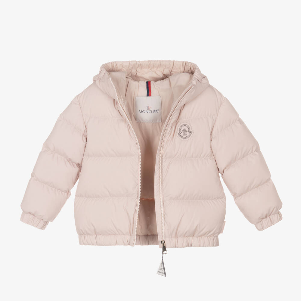 Moncler Enfant-جاكيت مبطن بريش لون زهري للبنات | Childrensalon