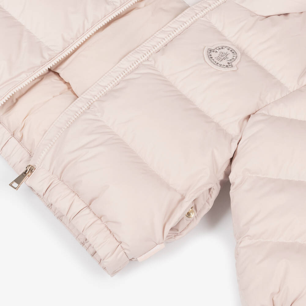 Moncler Enfant-جاكيت مبطن بريش لون زهري للبنات | Childrensalon