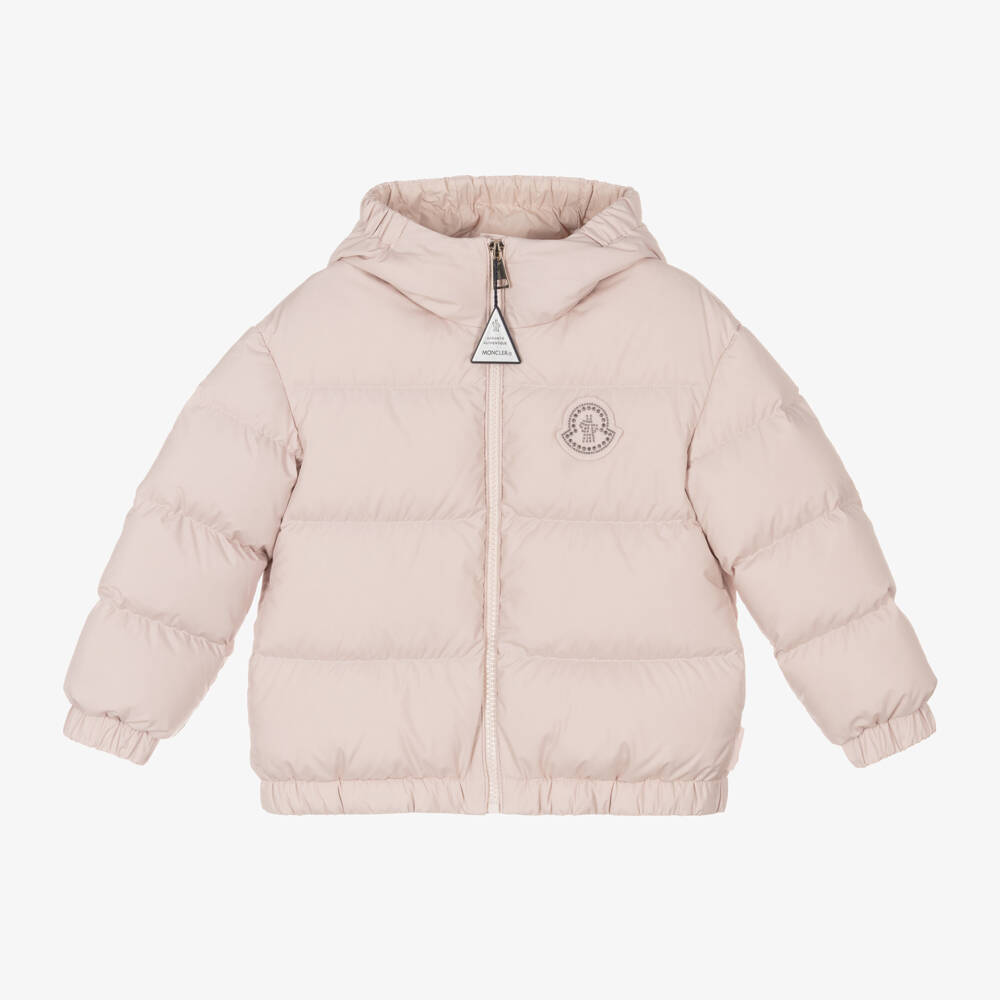 Moncler Enfant-جاكيت مبطن بريش لون زهري للبنات | Childrensalon