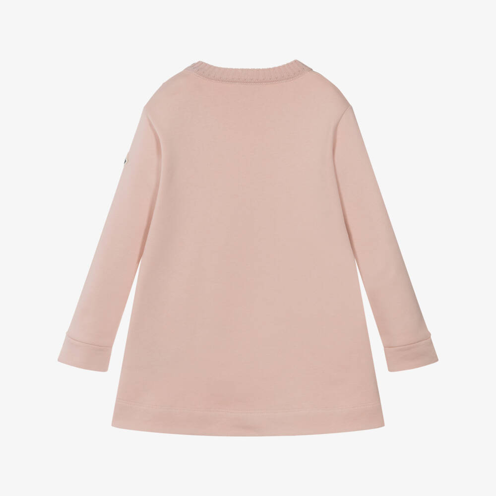Moncler Enfant-Girls Pink Cotton Jersey A-Line Dress | Childrensalon
