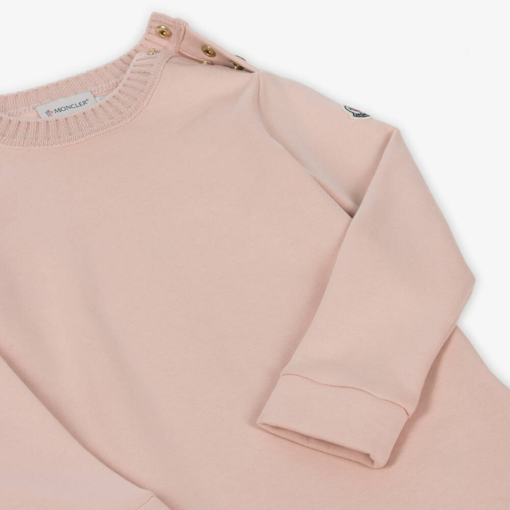 Moncler Enfant-Girls Pink Cotton Jersey A-Line Dress | Childrensalon