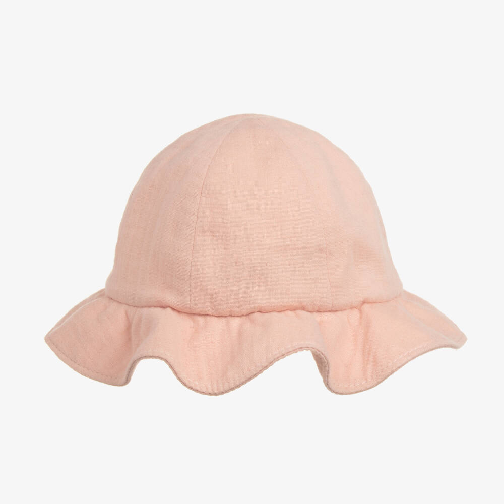 Moncler Enfant-Girls Pink Cotton Muslin Sun Hat | Childrensalon