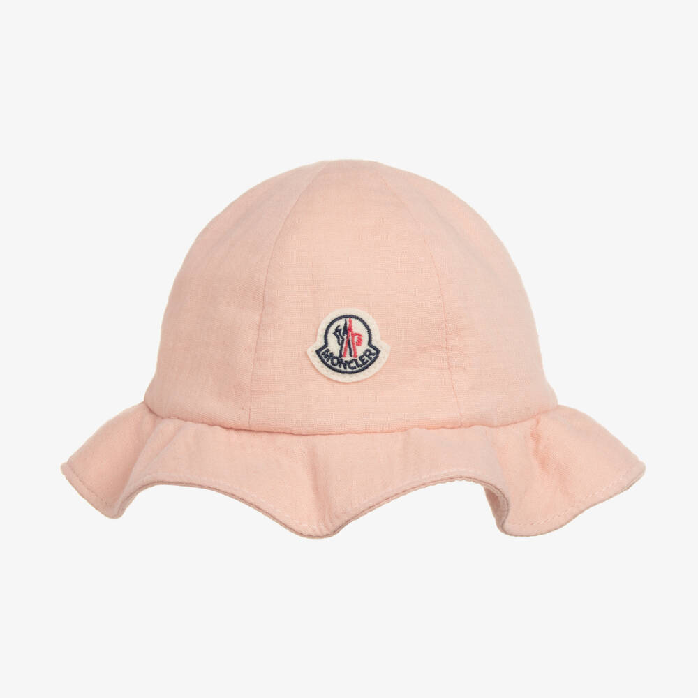 Moncler Enfant-Girls Pink Cotton Muslin Sun Hat | Childrensalon