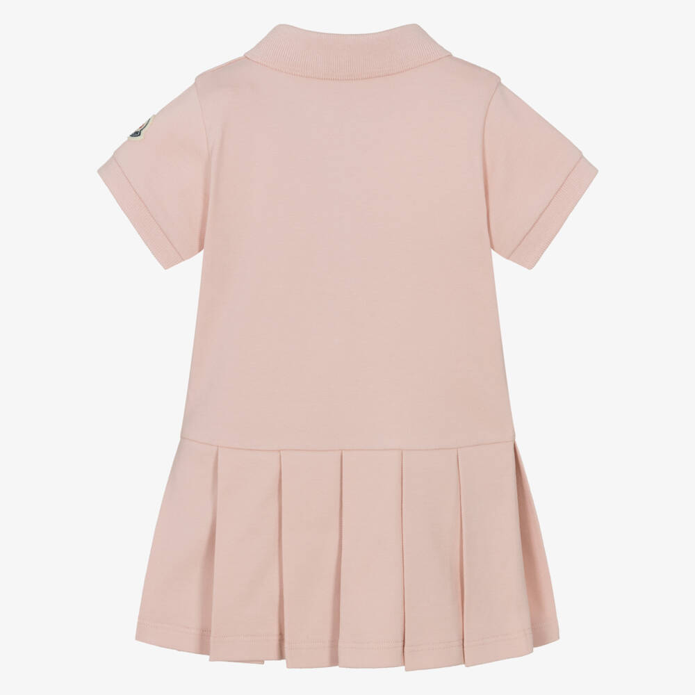 Moncler Enfant-Girls Pink Cotton Polo Dress | Childrensalon