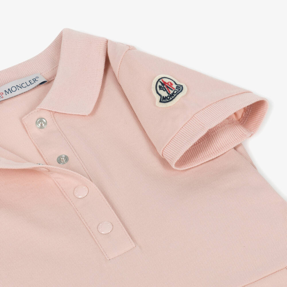Moncler Enfant-Girls Pink Cotton Polo Dress | Childrensalon