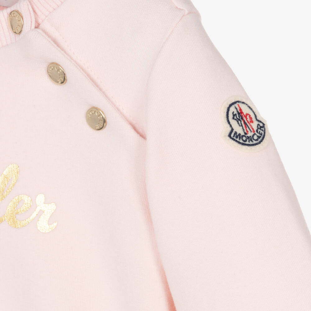 Moncler Enfant-سويتشيرت قطن لون زهري للبنات | Childrensalon