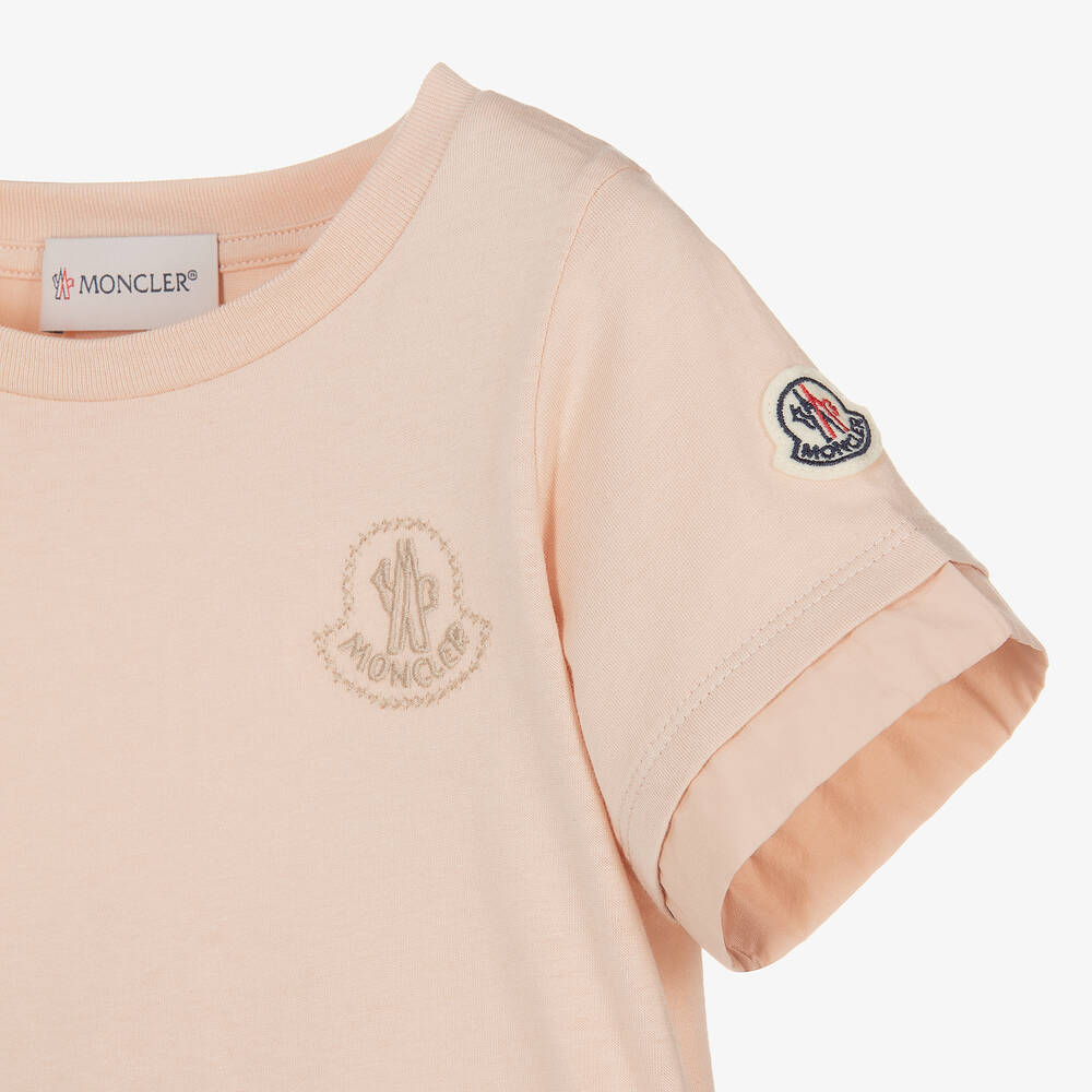 Moncler Enfant-تيشيرت قطن لون زهري للبنات | Childrensalon