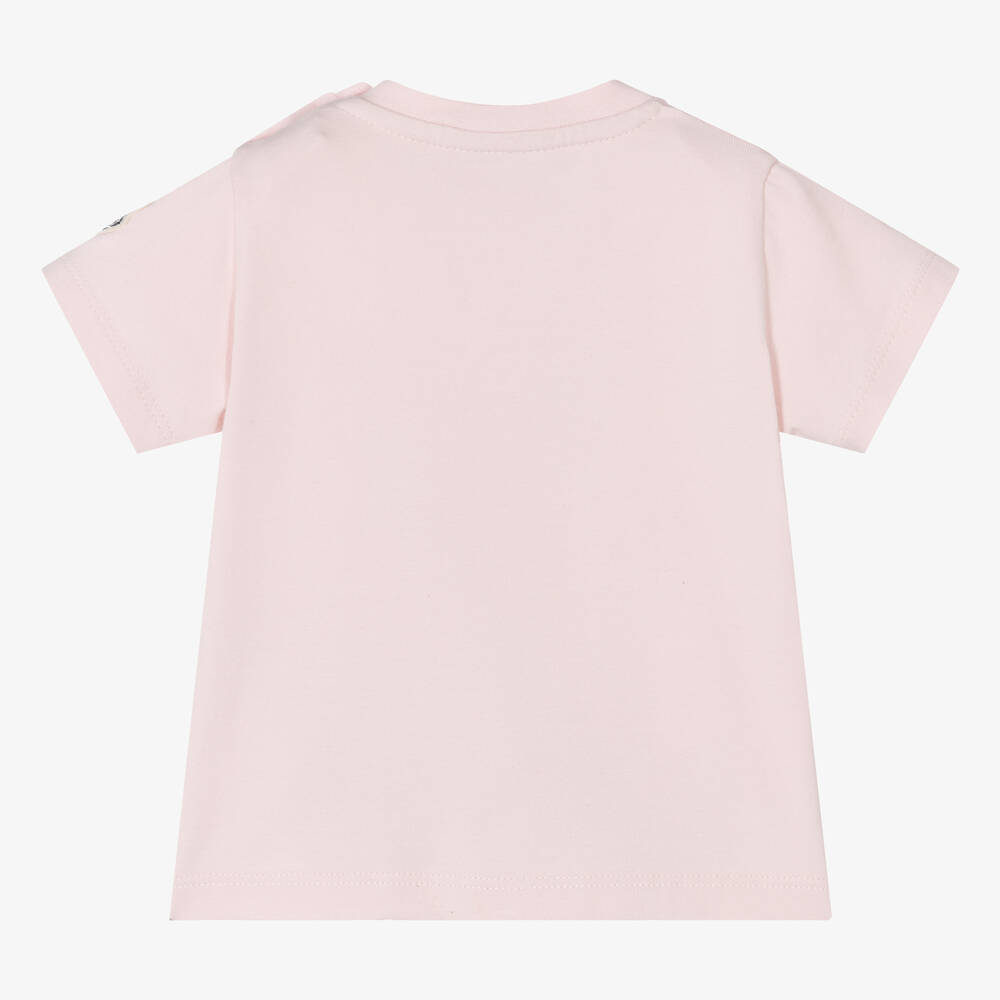 Moncler Enfant-تيشيرت أطفال بناتي قطن جيرسي مطرز لون زهري | Childrensalon