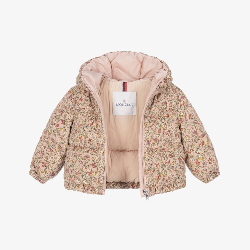 Moncler Enfant-Girls Pink Floral Francesca Jacket in Corduroy | Childrensalon