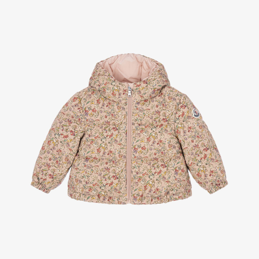 Moncler Enfant-Girls Pink Floral Francesca Jacket in Corduroy | Childrensalon