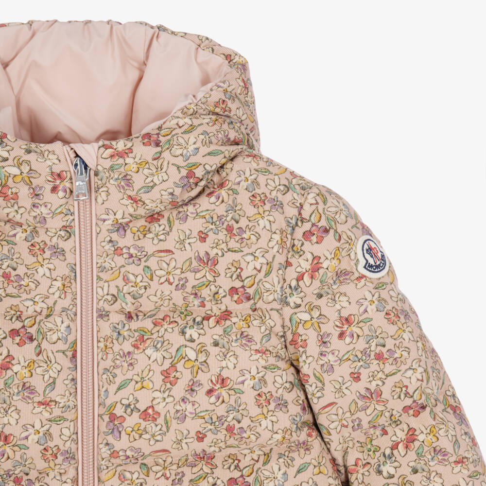 Moncler Enfant-Girls Pink Floral Francesca Jacket in Corduroy | Childrensalon