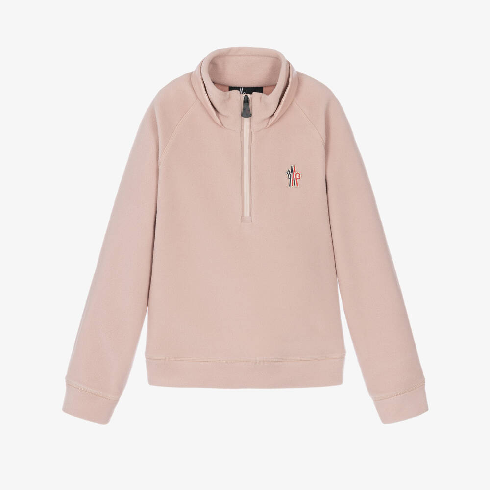 Moncler Enfant-Girls Pink Grenoble Technical Half-Zip Sweatshirt | Childrensalon