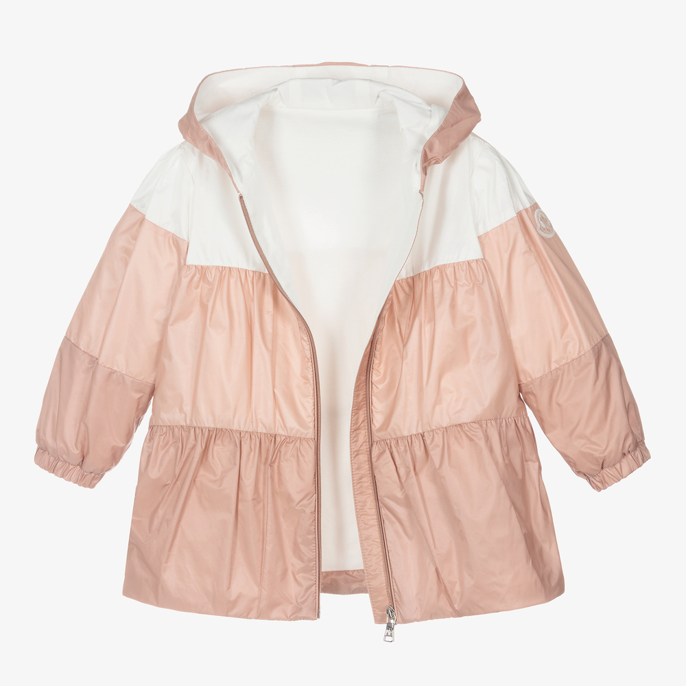 Moncler Enfant-Girls Pink Hooded Jacket | Childrensalon
