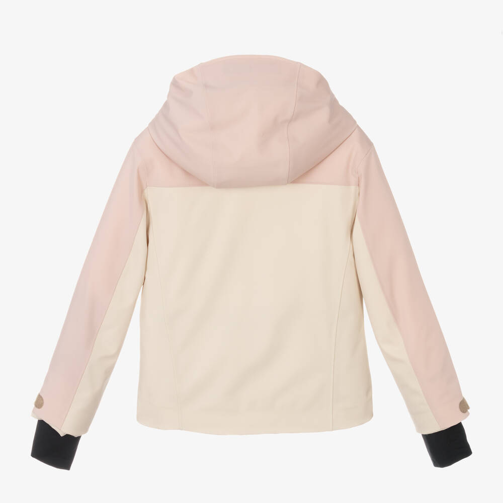 Moncler Enfant-جاكيت تزلج لون عاجي وزهري للبنات | Childrensalon