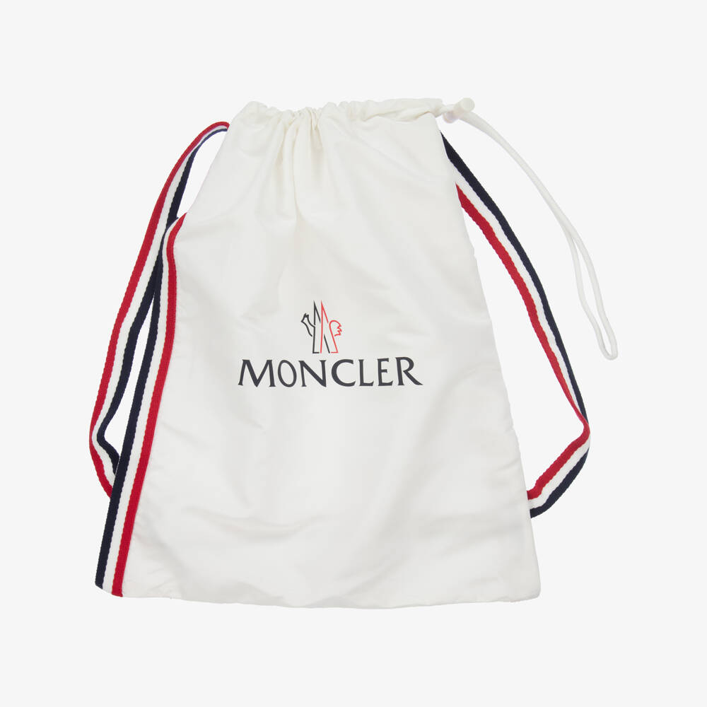 Moncler Enfant-Girls Pink & Ivory Sliders with Bell Logo | Childrensalon