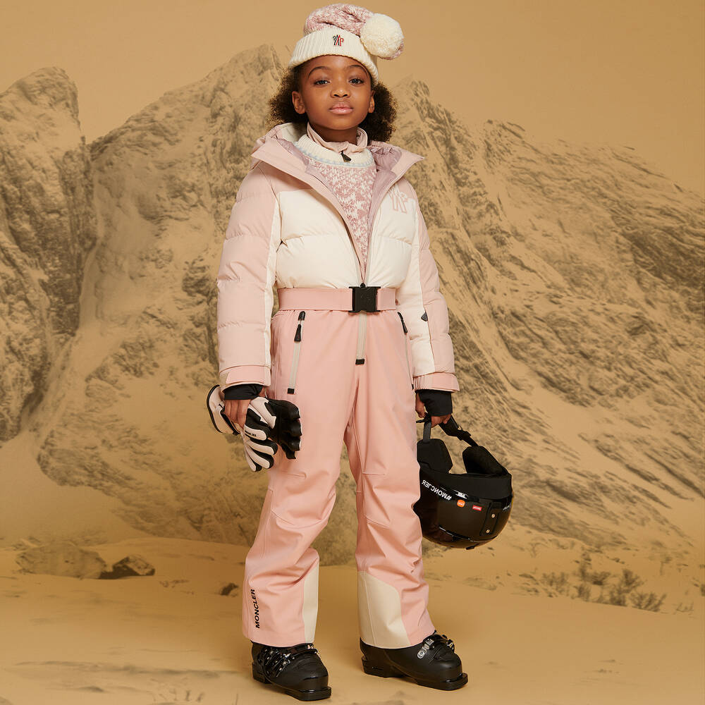 Moncler Enfant-أفرول ثلج تكنيكال لون عاجي وزهري للبنات | Childrensalon