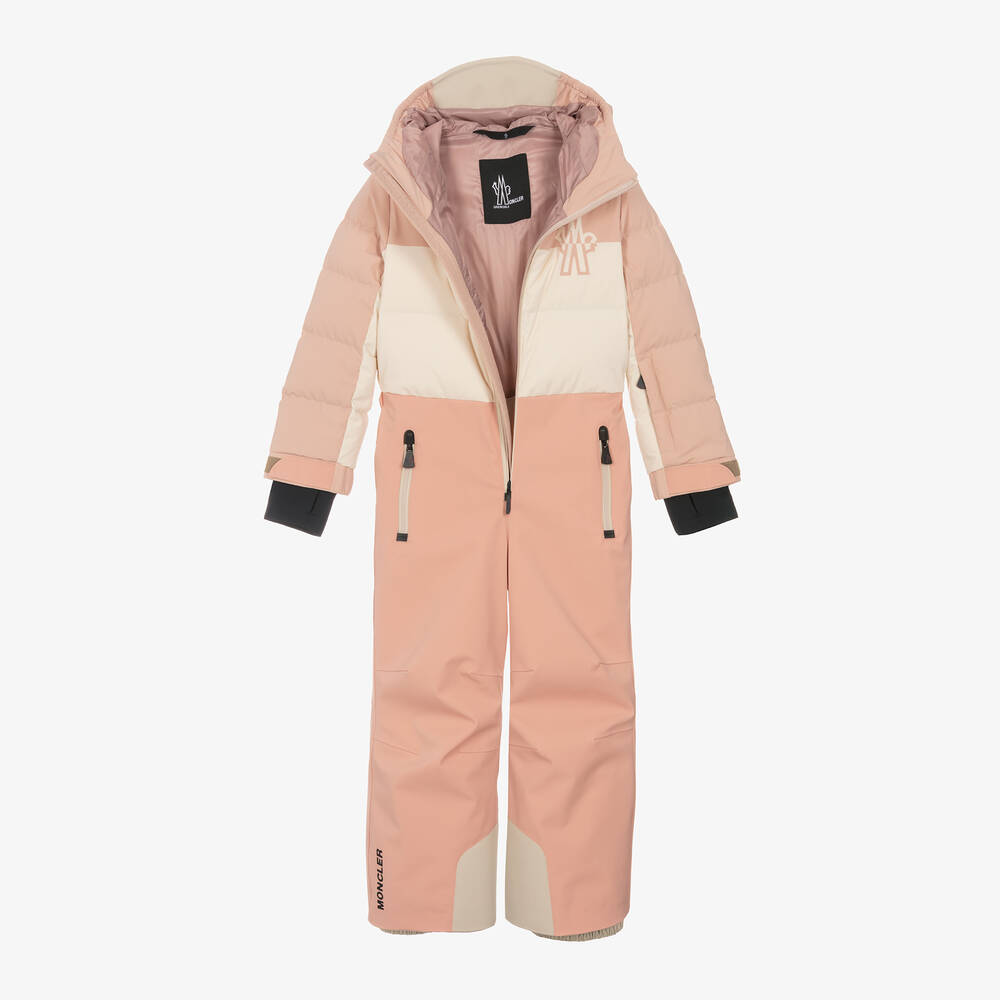 Moncler Enfant-أفرول ثلج تكنيكال لون عاجي وزهري للبنات | Childrensalon