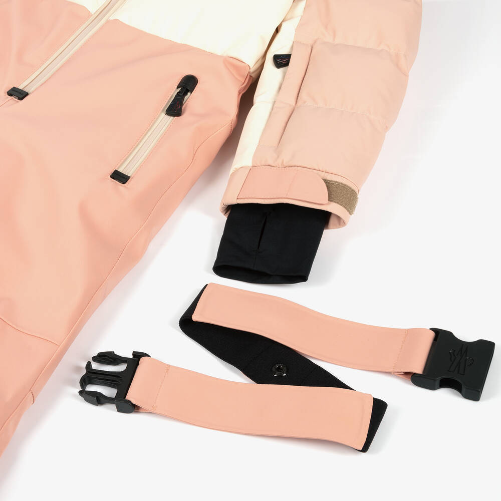 Moncler Enfant-أفرول ثلج تكنيكال لون عاجي وزهري للبنات | Childrensalon