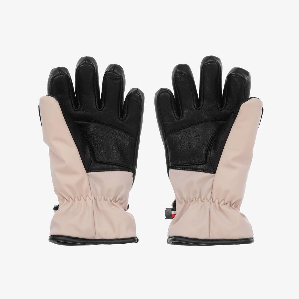 Moncler Enfant-Лыжные перчатки розовые кожаные для девочек | Childrensalon